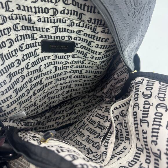 Juicy Couture Los Angeles Faux Leather Black Logo Backpack Black Size 16 NWOT